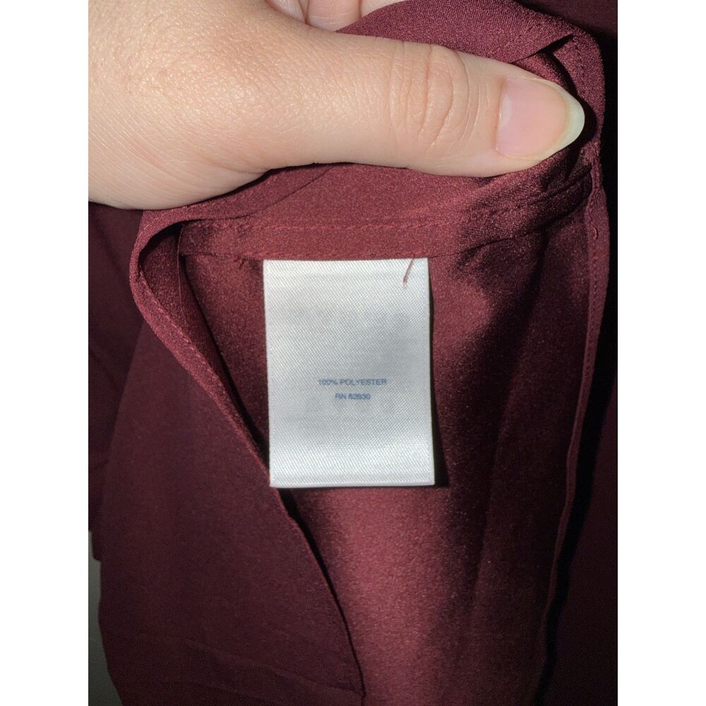 Lands' End Burgundy Pleated Surplice V-Neck Blouse 1X Plus Size Short Sleeve - Picture 7 of 9
